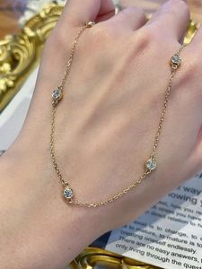 Xinfly Classic Style 18K Yellow Gold Bezel Set Tennis Bracelet <b>Necklace</b> Lab Grown Round Shape Diamond for Wedding Gift HPHT CVD - Product Image 2