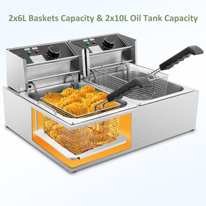 Electric Immersion Deep Fryer Triple Removable Basket Stainless Steel Adjustable <b>Thermostat</b> <b>Control</b> 5.5L Capacity Class Energy - Product Image 3