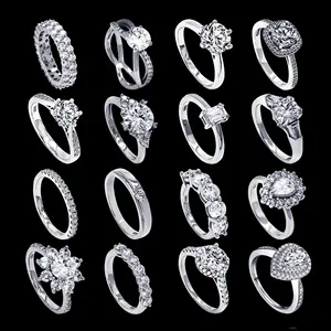 星月珠宝女宝石手指18k镀金S925纯银订婚结婚钻石mossanite moissanite戒指