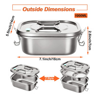 Boîte à lunch en acier inoxydable LIHONG pour enfants et adultes, boîte à lunch à double couche, boîte à bento thermique, récipient alimentaire, compatible micro-ondes