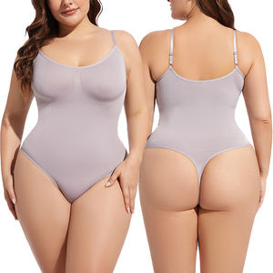 Mujeres sin costuras Slim Fit Anti grasa Shapewear transpirable Levantamiento de cadera correas ajustables de talla grande Tanga Abdominal Cinching Jumpsuit - Product Image 2