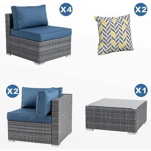 7 PCS <strong>Rattan</strong> Outdoor Sofa Grey Nordic Out Door <strong>Garden</strong> Sofas L Shape Contemporary <strong>Rattan</strong> Wicker <strong>Corner</strong> <strong>Furniture</strong> - Product Image 6