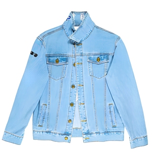 เสื้อแจ็คเก็ตยีนส์วินเทจผู้ชาย สีน้ำเงินล้วน ติดกระดุม แขนยาว สไตล์สตรีทแวร์ สำหรับฤดูใบไม้ผลิ - Product Image 1