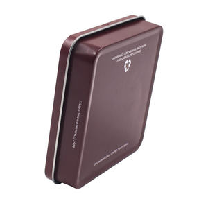 Квадратная жестяная коробка 109x109x25 мм из переработанных материалов, экологически чистая, для упаковки шоколада, с матовой ламинацией - Product Image 3