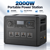 Generator Tenaga Surya Luar Ruangan 2000W, Stasiun Daya Portabel, Cadangan Baterai 2016Wh untuk Berkemah, RV, Rumah, Darurat