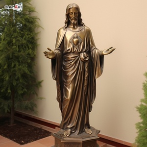 Décor religieux géant extérieur personnalisé en laiton Christus église rédempteur Statue grandeur nature catholique sacré-coeur jésus Statue en bronze - Product Image 6
