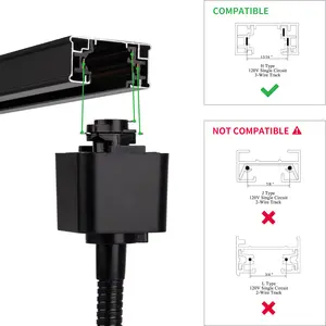 ETLリストのE26ミディアムスクリューベースグースネックアダプター光方向調整可能なHタイプトラック照明ヘッド