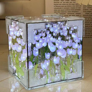 수제 DIY 거울 튤립 3D LED 야간 조명 따뜻한 색상 미니 USB 침실 홈 장식용 AAA 배터리로 구동 - Product Image 3