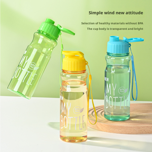 Bouteille d'eau en plastique de 550 ml en gros, gourde de sport portable avec cordon anti-chute, récipient extérieur transparent avec couvercle à clapet en PET - Product Image 2