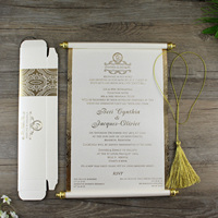 Tarjeta de invitación de boda de desplazamiento en caja de papel árabe, con texto personalizado