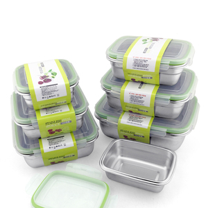 Wholesale green square Stainless steel 304 Food Storage Container airtight Fridge Storage Containers Storage boxes