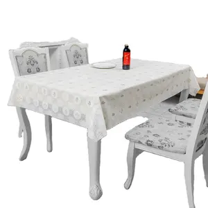Toalha de mesa com renda de pvc, 1.37*20m, bege com estampado, 137cm 54 "à prova de água, toalha de mesa