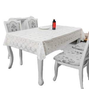 1.37*20m Beige with Printed Pvc Lace Table Cover Rolls 137cm 54" Oilproof Lace Tablecloth