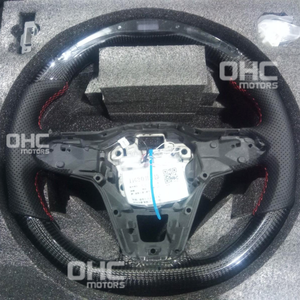 Volant en fibre de carbone véritable avec LED pour VW <span class=keywords><strong>Golf</strong></span> <span class=keywords><strong>8</strong></span> <span class=keywords><strong>R</strong></span>-<span class=keywords><strong>Line</strong></span> MK8 GTI avec trous pour palettes de changement de vitesse 2020-2024 - Entrepôt UE - Product Image 3