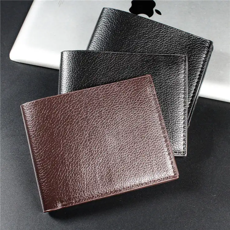 Custom promotion discount low price PU leather casual short very cheap thin card holder wallet men