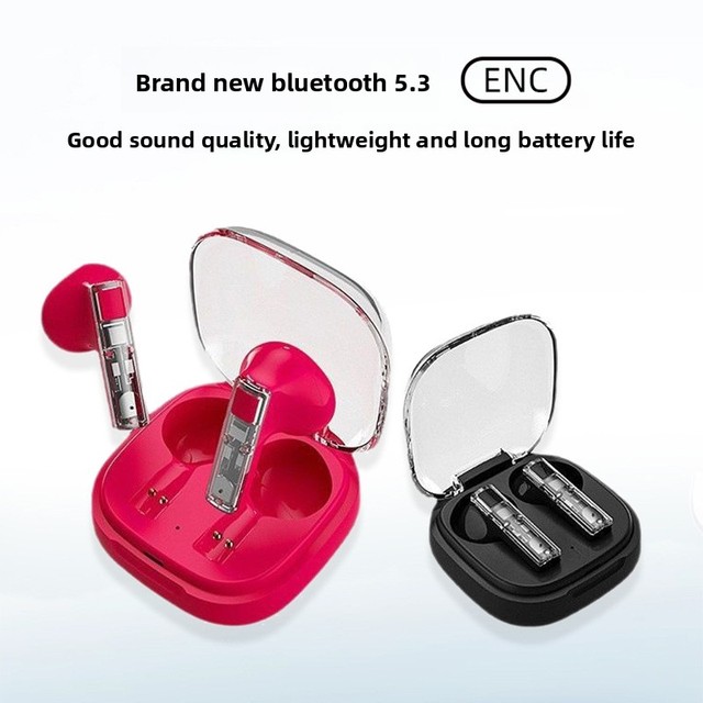 Wholesale 2026 New Transparent Case TWS In-ear Earbuds BT V5.3 ENC Noise Cancelling Stereo Super Long Battery IPX5 Waterproof