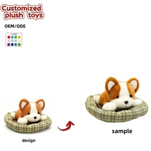 Peluche Corgi OEM ODM, adorable <span class=keywords><strong>chiot</strong></span> avec lit pour chien, animal en peluche pour la décoration de la maison, cadeaux pour enfants et confort émotionnel - Product Image 1
