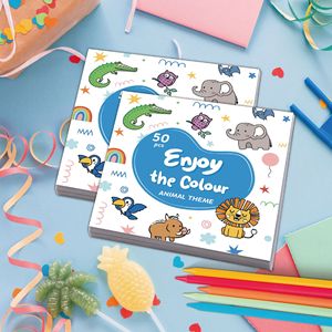 Libro <span class=keywords><strong>da</strong></span> <span class=keywords><strong>colorare</strong></span> transfrontaliero <span class=keywords><strong>da</strong></span> 50 pagine per bambini, con animali dei cartoni animati, blocco <span class=keywords><strong>da</strong></span> disegno portatile mini - Product Image 1