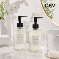 Ensemble d'accessoires de salle de bain en verre haut de gamme pour hôtel, comprenant un distributeur de savon, un porte-brosse à dents et un pot à coton, pour salles de bain et chambres d'hôtel