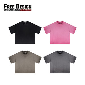 Camiseta de hombre vintage lavada y desgastada, de corte holgado, estilo casual, con lavado efecto nieve, de algodón 100% de alto gramaje, servicio OEM - Product Image 3