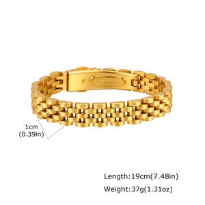 Pulsera de Acero Inoxidable Chapada en Oro con Diseño Geométrico, Pulsera de Cadena Lisa de Moda - Product Image 2