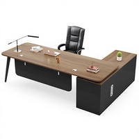 Ensemble de bureau et chaise en L moderne avec caractéristiques ignifuges et rangement bibliothèque pour bureau de direction