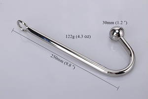 Volwassenen seksspeeltjes seksinstrumenten cockring anale haak BDSM metalen stalen anale haak met balletje - Product Image 3