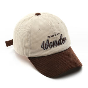 2025 gros personnalisé votre conception broderie Logo velours côtelé papa chapeau, haute qualité 6 panneau casquette de Baseball - Product Image 3