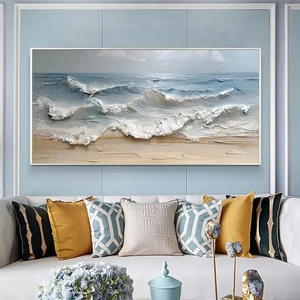 Arte Mural Contemporáneo, Pintura Texturizada de Paisaje Marino, Lienzo Abstracto para Decoración de Dormitorio y Sala de Estar, Pintura Estética Suave para el Hogar - Product Image 4