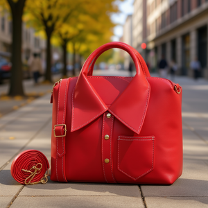 Bolso bandolera de cuero de microfibra rojo con decoración de piel y cadena, bolso de hombro de gran capacidad para mujer para uso diario en todas las estaciones - Product Image 2