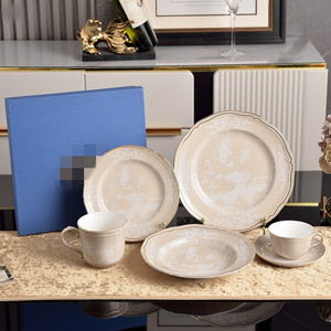 Service de vaisselle de luxe en porcelaine et céramique, style vintage, décoratif, en encre blanche, toutes couleurs personnalisables, style italien, en porcelaine fine, vente en gros - Product Image 1