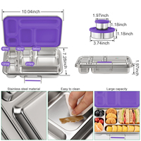 Boîte à bento AOHEA en acier inoxydable 304 avec 5 compartiments, boîte à lunch pour enfants, boîte à lunch en métal pour adultes, hommes, femmes