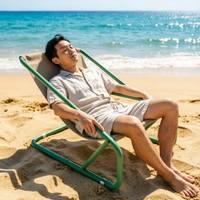 Chaise longue moderne et confortable en tissu respirant, portable, pour l'extérieur et la plage – Offre spéciale