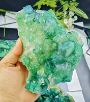 Cristal de Fluorite Verte Brute de Haute Qualité, Réactif aux UV, Géode Minérale pour la Guérison, l'Énergie Reiki et la Méditation