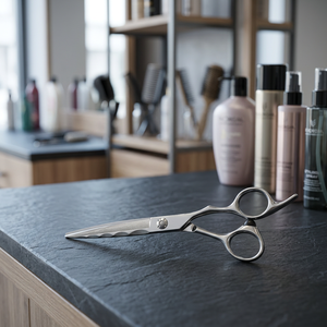 Silver Stainless Steel 4Cr13 Curved Cutting Shears Professional Salon <b>Barber</b> Trimming Right-Handed Scissors Blunt-Sharp <b>Blade</b> - Product Image 3