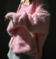 Cardigan en fausse fourrure personnalisé, ample, confortable et pas cher, en maille épaisse, en mohair brossé, en laine tricotée