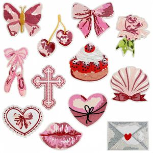 Wholesale Iron-On Pink Heart Letters Cute <b>Girly</b> Fun Cartoon Flower Applique Embroidery Patches for Clothes & Hats - Product Image 1