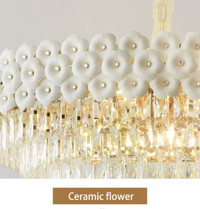 New Golden Round <strong>Rectangle</strong> Ceramic Crystal Chandelier Lighting Hotel Pendant Light Villa Living Room Indoor Decorative <strong>Lamp</strong> - Product Image 5
