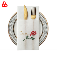 Haute qualité plié blanc Airlaid couverts papier lin sensation dîner serviette accepter Logo personnalisé 1 pli