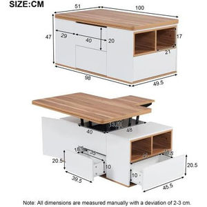 <b>Small</b> apartment Nordic style folding and height-adjustable coffee <b>table</b>, multi-functional floor <b>table</b>, simple living room - Product Image 3