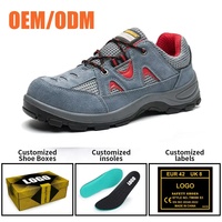 Sepatu Safety Tiger Master Labor Murah Warna Biru Suede, Pelindung Baja EU Anti-tusuk Anti-selip Tahan Minyak Asam Sol PU untuk Unisex