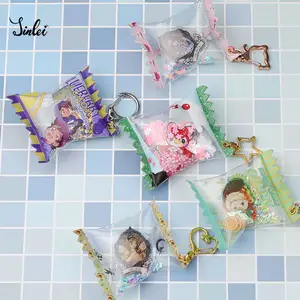 Jinlei portachiavi acrilico personalizzato anime candy bag portachiavi stampa plastica trasparente acrilico candy bag