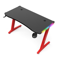 Bureau de jeu PC en métal réglable en hauteur Wquantum, éclairage LED RVB, ergonomique, mélamine, multifonction, porte-gobelet, support pour casque