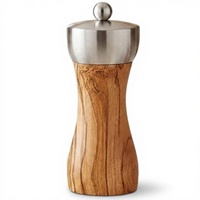 Moulin à poivre manuel en bois d'olivier de 6 pouces avec noyau en céramique réglable, rechargeable, pour sel et poivre