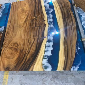 Venta caliente Logo de soporte Cena de madera de nogal Clear <span class=keywords><strong>River</strong></span> <span class=keywords><strong>Blue</strong></span> Ocean Island Bar Comedor Café Mesa de resina epoxi - Product Image 6