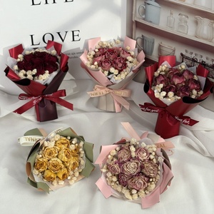 Bouquet de mini roses séchées éternelles pour mariage, Noël, Saint-Valentin, de haute qualité, écologique, romantique, bricolage artisanal - Product Image 1