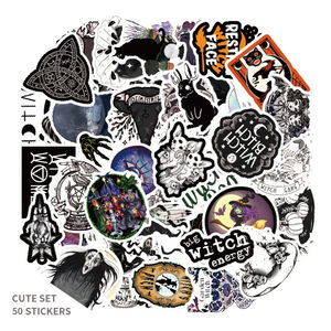 50 unids/pack estilo oscuro bruja mal dibujos animados pegatinas decorativas para pared monopatín <span class=keywords><strong>teléfono</strong></span> impermeable gótico Graffiti pegatina paquetes - Product Image 1