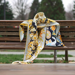 シルクスカーフカスタム高級サテン2面ピュアデジタル印刷スクエア女性シルクスカーフ - Product Image 6