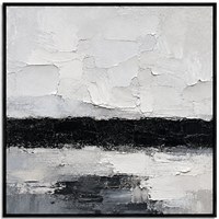 Peinture abstraite texturée noire et blanche sur toile de plâtre pour la décoration intérieure d'hôtel, de bureau, de villa