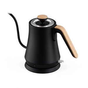 Bouilloire électrique noire à col de cygne 1,0 L avec poignée effet bois et élément chauffant dissimulé pour la cuisine - Product Image 2